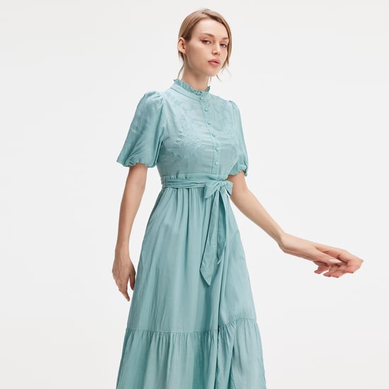 Tea dress with tiered ruffles