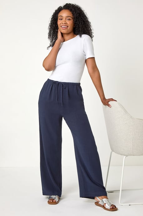 Petite Linen Mix Wide Leg Trouser - Image 1