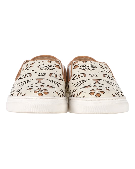 Charlotte Olympia Coole Katten Laser-geknipte Instap Sneakers in Crème Leer - Image 2