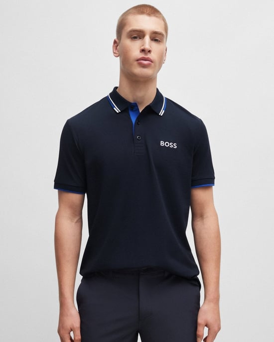BOSS Green Paddy Pro Heren Katoenmix Poloshirt Met Contrast Logo NOS - Image 1