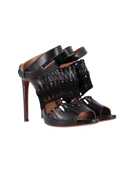 Alaïa Cut Out Enkelband Sandalen in Zwart Leer - Image 3
