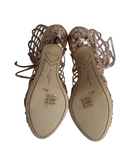 Sophia Webster Delphine Metallic Cage Vetersandalen in Goud Leer - Image 6