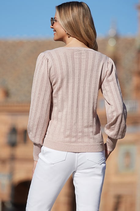 Blush Pink Sparkle Metallic Pointelle Jumper