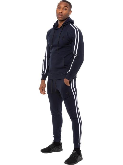 Enzo | Heren Pullover Tape Hoodie Tracksuit Set - Navy - Image 1