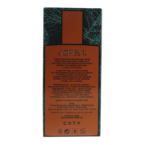 Coty Aspen Eau De Cologne 118ml