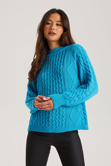 Bright Blue Roll Neck Jumper