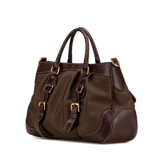 Vintage Prada Canapa Logo Satchel Bruin - Image 2