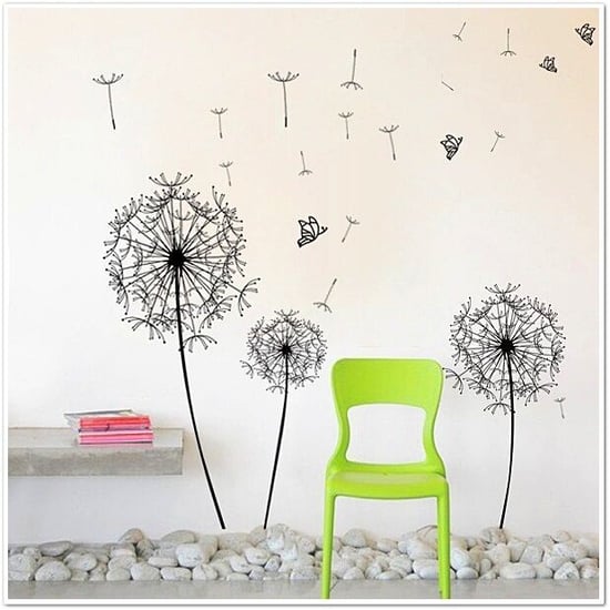 Huge Black Dandelion Wall Stickers, Kitchen, Bathroom, Living room, Self-adhesive, Decal, Decoration,DIY, Flowers