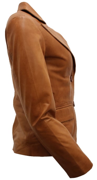 Women's 2-button leather blazer jacket - Newport