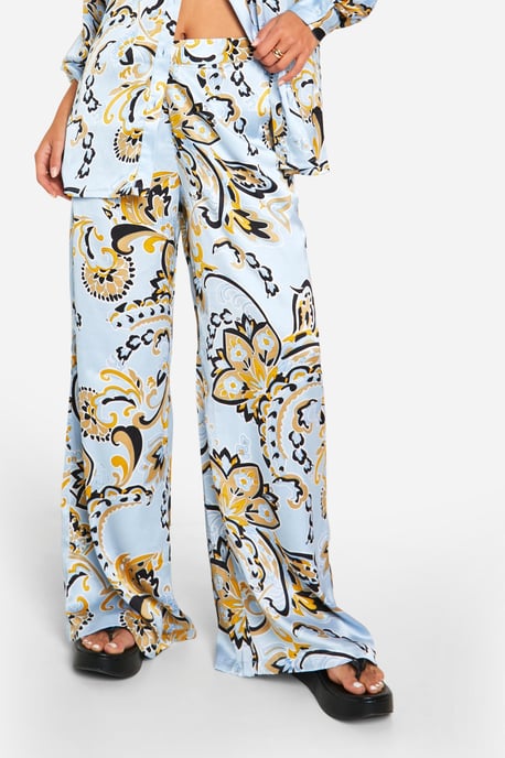 Paisley Satin Wide Leg Trouser