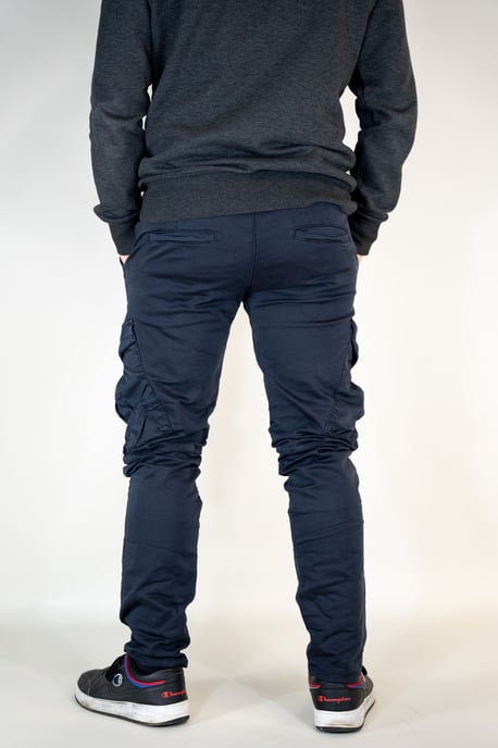 Cliff Mens Cargo Trousers Navy Slim Fit