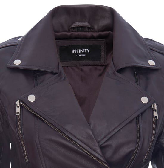 Ladies leather Brando biker jacket-Loddon