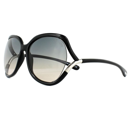 Tom Ford Square Womens Shiny Black Smoke Grey Gradient Sunglasses