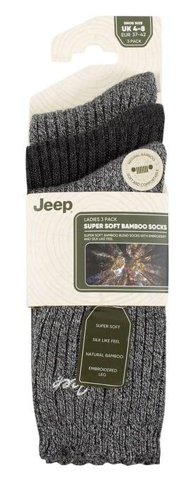 Dames Bamboe Boot Sokken | Jeep | Schattige Geribbelde Golfrand Enkel Sokken voor Dames, Anti-Blaren Gebreide Gevoerde Sokken - Zwart / Antraciet - Image 2