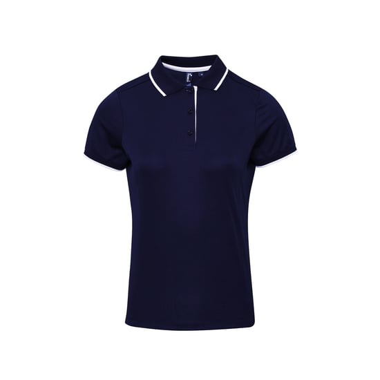 Premier Womens/Ladies Contrast Coolchecker Polo Shirt (Navy/White)