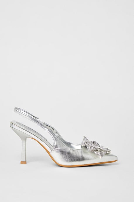 Stella Diamante Corsage Slingback High Stiletto Pointed Court Shoes