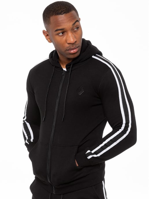 Enzo | Heren Zip Up Tape Hoodie Tracksuit Set - Zwart - Image 3