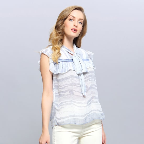 Lineaire golfprint ruches top - Image 2