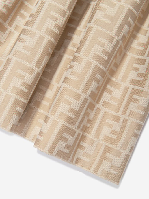 Fendi Meisjes FF Jacquard Jurk in Beige - Image 4