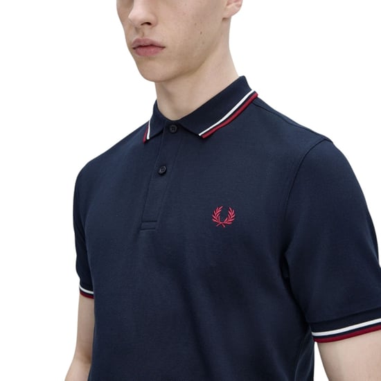 Fred Perry M3600 Twin Tipped Polo Shirt In Navy - Image 3