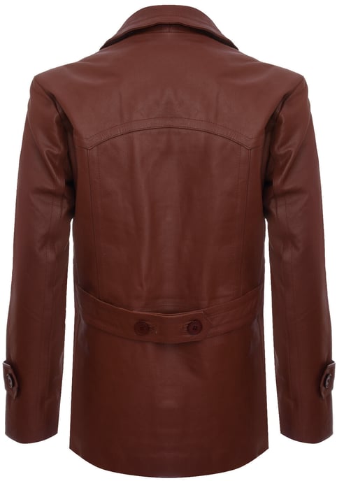 Cowhide Dr. Who Marin German Pea Coat Leather Jacket