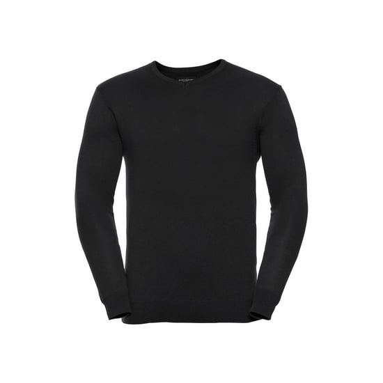Russell Collection Heren Sweatshirt Katoen Acryl V Hals (Zwart) - Image 1