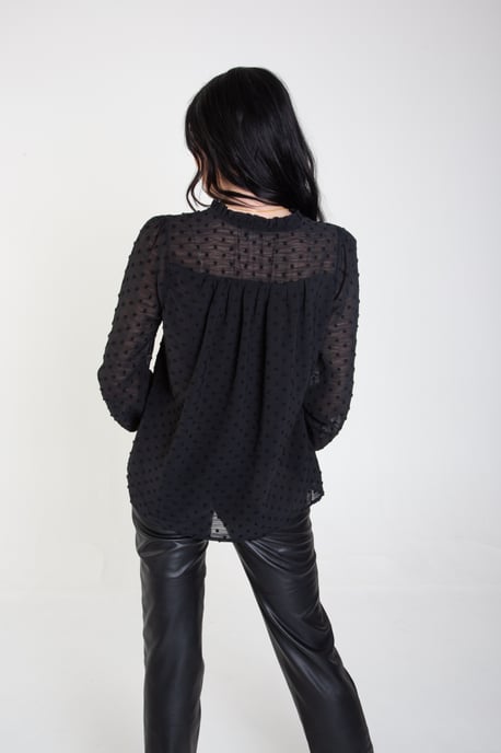 Dobby Chiffon Long Sleeve Blouse
