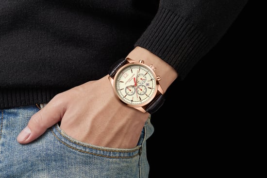 Hand Assembled Anthony James Classic Chronograph Rose White