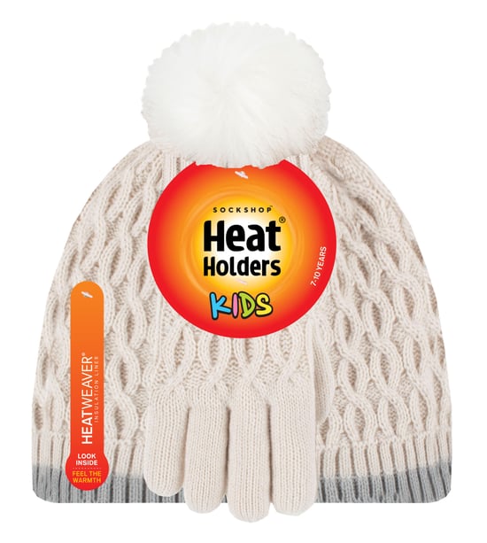 Heat Holders Meisjes Thermische Pom Pom Muts En Handschoenen - Buttercream - Image 2