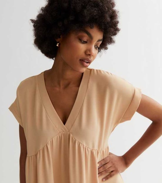 V-Neck Tiered Mini Smock Dress