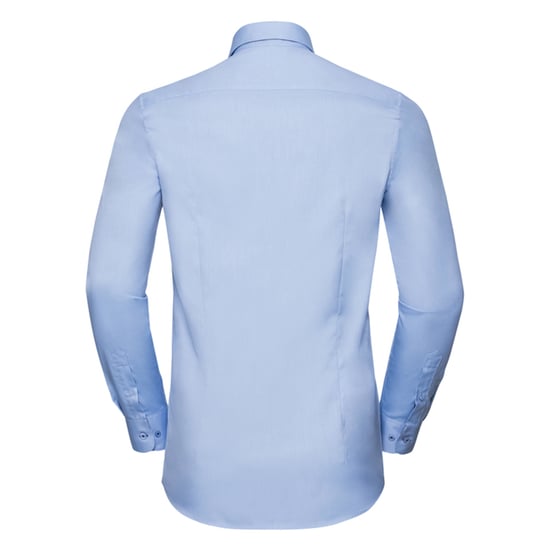Russell Collection Herenhemd met lange mouwen en contrasterende visgraatmotief (Lichtblauw/Middenblauw/Bright Navy) - Image 2