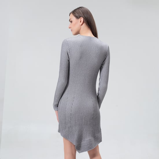 Asymmetrische korte jurk in geribbelde breier - Image 6