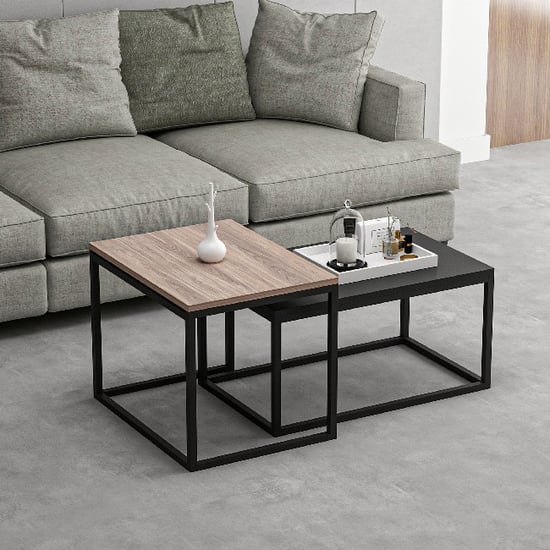 HOMEMANIA Leka Coffee Table, in Walnut, Black