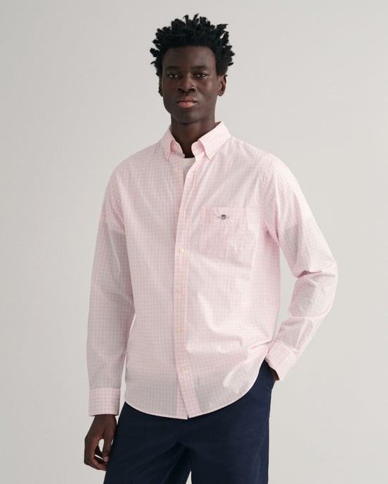 GANT Mens Regular Fit Long Sleeve Poplin Gingham Shirt