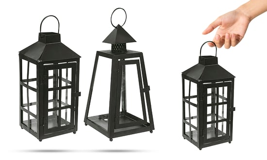 Black Hurricane Lantern - 2 Assorted