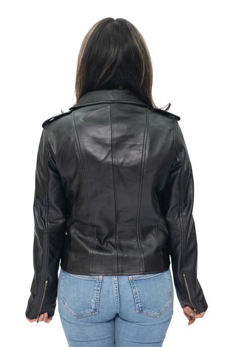 Womens Leather Vintage Brando Biker Jacket-Orlando