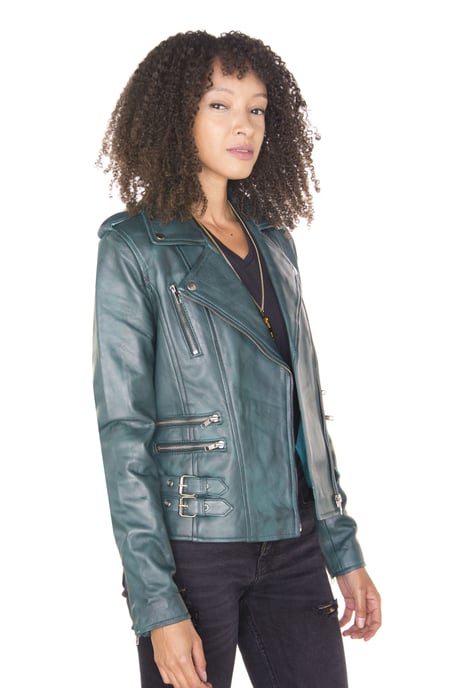 Womens Leather Vintage Brando Biker Jacket-Orlando