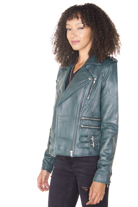 Womens Leather Vintage Brando Biker Jacket-Orlando