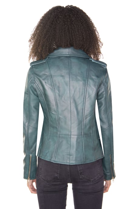 Womens Leather Vintage Brando Biker Jacket-Orlando