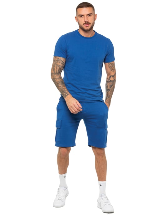 Enzo | Heren T-shirt Trainingspak Met Korte Broek Set - Blauw - Image 5
