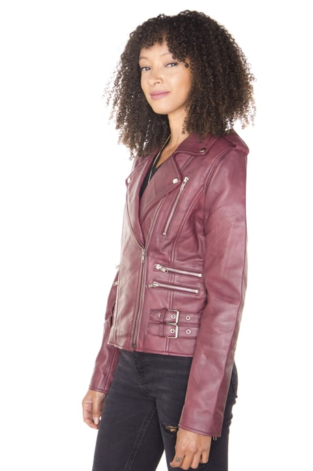 Womens Leather Vintage Brando Biker Jacket-Orlando
