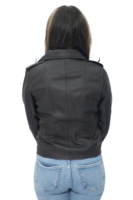 Womens Leather Vintage Brando Biker Jacket-Orlando