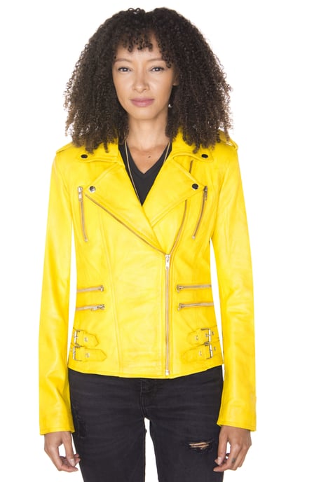 Womens Leather Vintage Brando Biker Jacket-Orlando