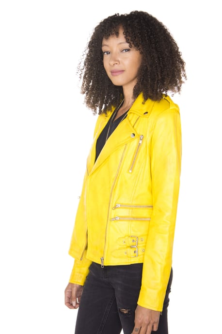 Womens Leather Vintage Brando Biker Jacket-Orlando