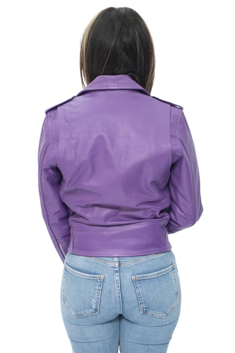 Women's Cowhide Brando Leather Biker Jacket-Murcia