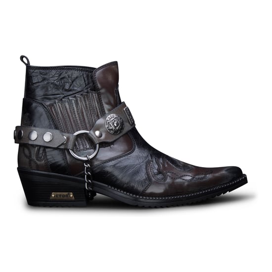 Mens Brown Snakeskin Winklepicker Cowboy Leather Ankle Boots
