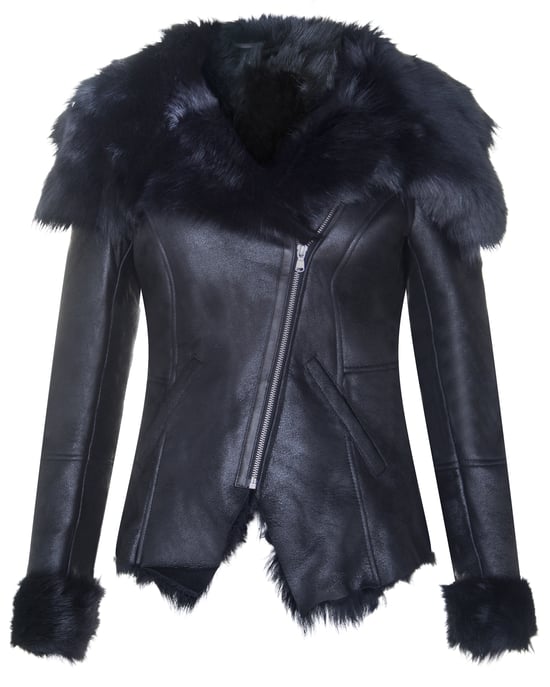 Womens Toscana Sheepskin Biker Jacket-Apopa