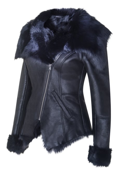 Womens Toscana Sheepskin Biker Jacket-Apopa