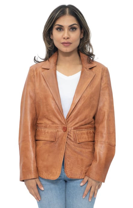 Womens Soft Leather Blazer Jacket-Apeldoorn