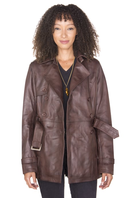 Womens Nappa Leather Trench Coat-Mosul